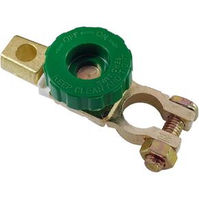 Top Post Battery Disconnect Switch, 12V-24V Battery Terminal Link Quick Switch with Green Knob, Battery Master Disconnect Cut Off Isolator, Quick Cut/Shut Off Switchs for Car Truck Boat (2PCS)