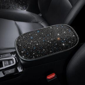 Crystal Auto Center Console Cover Bling Diamond Car Armrest Cover sparkling Armrest Cushion Pad with Crystal Rhinestones Cute Car Decor Accessories for Women, Ladies and Girls Pink