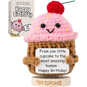 Tiny Potato - Handmade Positive Crochet Doll with 30 Uplifting Cards - Friendship Gifts for Women for Mothers Day, Birthday, Cheer Up Emotional Support, Mothersday Gift for Best Friend, Coworkers, BFF