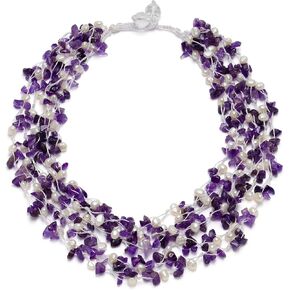 HinsonGayle 5-Strand Handwoven Gemstone & Freshwater Cultured Pearl Necklace