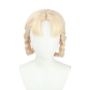 Game Cosplay Wig Short Taro Color Curly Hair Simulation Scalp Heat Resistant Synthetic Hair Party + Wig Cap