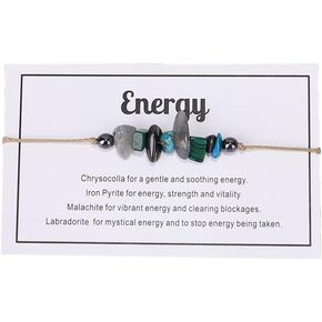 tenghong2021 Chakra Crystal Beaded Bracelet with Wish Card Adjustable Spiritual Anxiety Stone Beads Braide String Bracelet Yoga Meditation for Women Men Jewelry Birthday Gifts