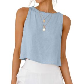Kinghua Womens Linen Crop Tops Summer Discal Lough Cotton Cleens Sank Top Top