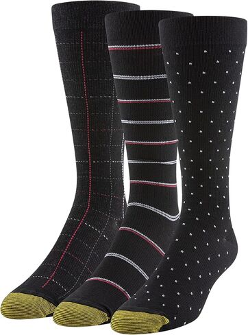 Gold Toe Men's Mild Compression Rib Over-The-Calf, 1-Pair, Black, Large in Kuwait