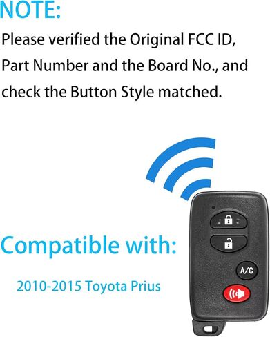 Smart Key for Toyota Prius, Alliskeys Proximity Smart Key Fob Replacement Compatible with Toyota Prius 2010-2015 HYQ14ACX 271451-5290 89904-47350 in Saudi Arabia