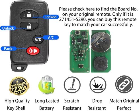 Smart Key for Toyota Prius, Alliskeys Proximity Smart Key Fob Replacement Compatible with Toyota Prius 2010-2015 HYQ14ACX 271451-5290 89904-47350 in Saudi Arabia