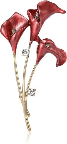 Mother's Day Gift Calla Lily Brooch Rhinestone Crystal Flower Brooches Calla Lily Lapel Pins for Women Elegant Dress Accessories in Saudi Arabia