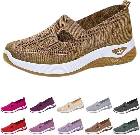 Orthopedic Walking Shoes for Women,2025 New Orthowalkway Womens Shoes,Woven Orthopedic Breathable Walking Sneaker Non-Slip Arch Support Slip on Shoes in Saudi Arabia