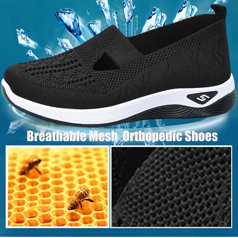 Orthopedic Walking Shoes for Women,2025 New Orthowalkway Womens Shoes,Woven Orthopedic Breathable Walking Sneaker Non-Slip Arch Support Slip on Shoes in Saudi Arabia