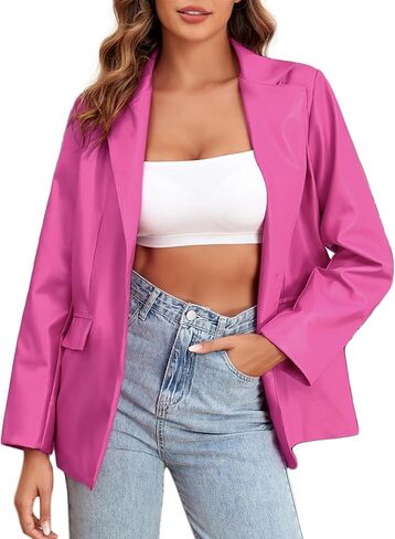 CYCLAMEN 2024 Fall Womens Faux Leather Jacket Blazer Motorcycle Coats Winter Outfits Clothes in Saudi Arabia