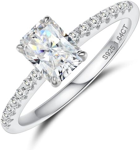 2ct Radiant Cut Moissanite Rings for Women - D Color VVS1 Clarity Lab Created Moissanite Wedding Rings for Women 14K White Gold Plated Moissanite Engagement Ring Valentines Day Gifts for Her in Saudi Arabia
