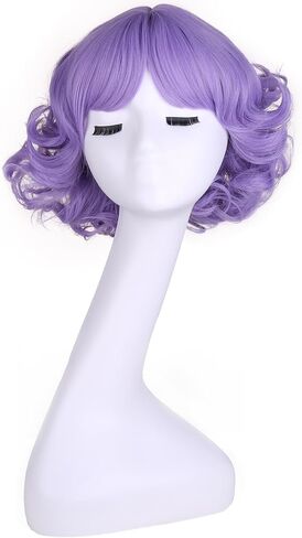 MAGQOO Light Purple Wigs for Women Girls Short Curly Wavy Fluffy Lavender Purple Wig with Bangs Halloween Cosplay Costume Party Wig in Saudi Arabia