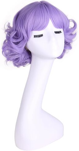 MAGQOO Light Purple Wigs for Women Girls Short Curly Wavy Fluffy Lavender Purple Wig with Bangs Halloween Cosplay Costume Party Wig in Saudi Arabia