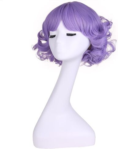 MAGQOO Light Purple Wigs for Women Girls Short Curly Wavy Fluffy Lavender Purple Wig with Bangs Halloween Cosplay Costume Party Wig in Saudi Arabia
