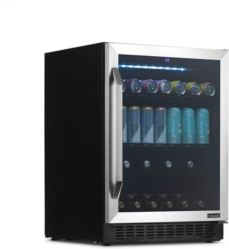NewAir 24" Wine and Beverage Refrigerator Cooler, 20 Bottle and 70 Can Capacity, Built-in or Freestanding Dual Zone Fridge in Stainless Steel with Splitshelf ™ AWB-400DB in Saudi Arabia