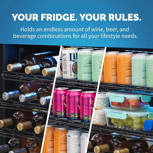 NewAir 24" Wine and Beverage Refrigerator Cooler, 20 Bottle and 70 Can Capacity, Built-in or Freestanding Dual Zone Fridge in Stainless Steel with Splitshelf ™ AWB-400DB in Saudi Arabia