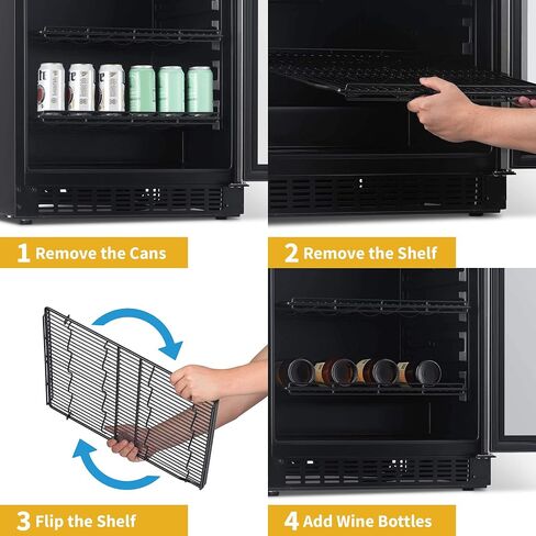 NewAir 24" Wine and Beverage Refrigerator Cooler, 20 Bottle and 70 Can Capacity, Built-in or Freestanding Dual Zone Fridge in Stainless Steel with Splitshelf ™ AWB-400DB in Saudi Arabia