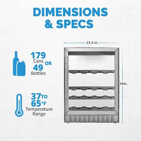 NewAir 24" Wine and Beverage Refrigerator Cooler, 20 Bottle and 70 Can Capacity, Built-in or Freestanding Dual Zone Fridge in Stainless Steel with Splitshelf ™ AWB-400DB in Saudi Arabia