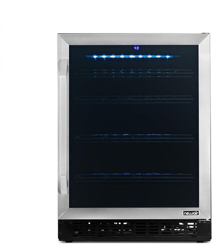 NewAir 24" Wine and Beverage Refrigerator Cooler, 20 Bottle and 70 Can Capacity, Built-in or Freestanding Dual Zone Fridge in Stainless Steel with Splitshelf ™ AWB-400DB in Saudi Arabia