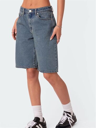 Raruxxin Women Y2K Bermuda Denim Shorts Low Rise Wide Leg Knee Bength Carpenter Long Jean Shorts Summer Cow Girl Jorts Baggy in Kuwait