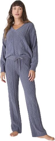 P.J. Salvage Women's Cable Crew Lounge Long Sleeve Sweater Top in Saudi Arabia