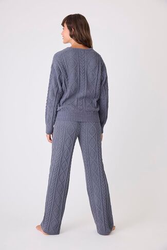 P.J. Salvage Women's Cable Crew Lounge Long Sleeve Sweater Top in Saudi Arabia