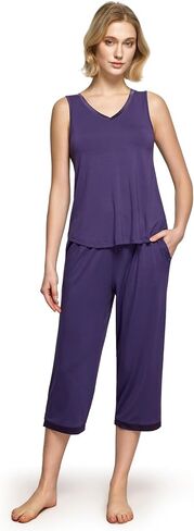 مجموعات بيجاما من الخيزران Viscose Women's Pajama مع مجموعات صالة كابري سراويل من قطعتين in Saudi Arabia