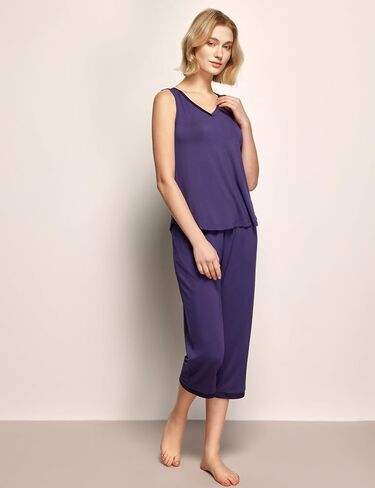 مجموعات بيجاما من الخيزران Viscose Women's Pajama مع مجموعات صالة كابري سراويل من قطعتين in Saudi Arabia