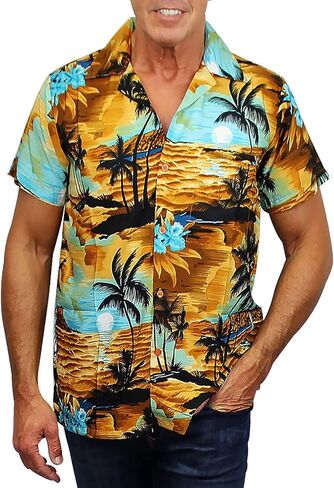 Funky Hawaiian Shirt, Shortsleeve, Parrot, Darkblue, XXL in Kuwait