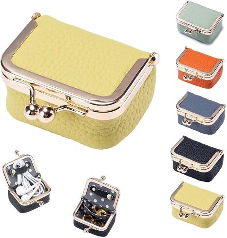 Genuine Leather Mini Jewelry Box, Mini Jewelry Travel Case for Women, Portable Vintage Travel Small Jewelry Organizer for Earrings, Rings, Bracelets, Necklaces (Blue) in Saudi Arabia
