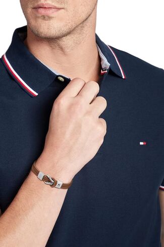 Tommy Hilfiger Men's Jewelry Ionic Plated Black Steel and Black Leather Bracelet, Color: Black (Model: 2790442) in Saudi Arabia