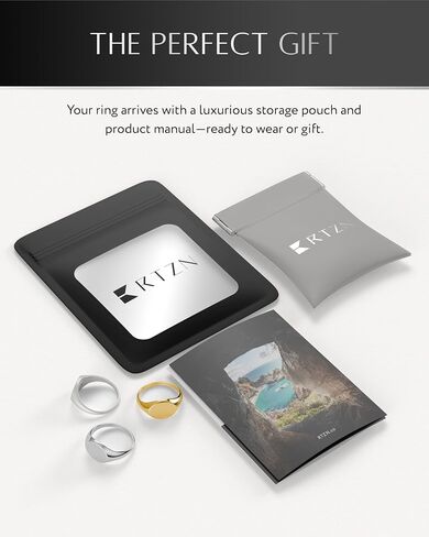RTZN® Signet Rings for Men — Premium Mens Stainless Steel Rings — 100% Waterproof & Non Tarnish Plain Statement Mens Signet Ring Gold/Silver Pinky Ring for Men (SIZE: 6-12) in Kuwait
