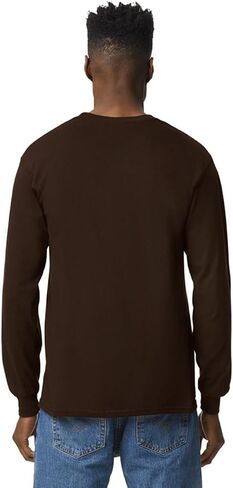 Cotton Long Sleeve Tee Shirt, Color: Dark Chocolate, Size: Medium in Saudi Arabia