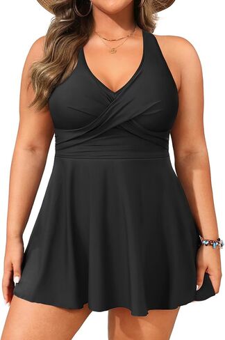 Plus Size Tankini Swimsuit - Two Piece Swimsuit Dress Tummy Control Swimwear 2025 Cross Back Bathing Suit in Saudi Arabia
