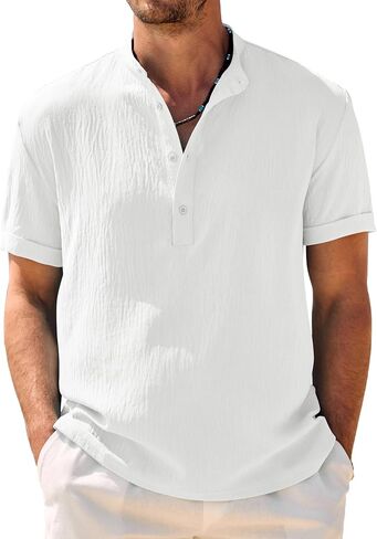 Coofandy Men's Henley Shirt Band Band Twhicle Shirt Summer Beach Hippie Shirt in Saudi Arabia