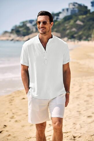 Coofandy Men's Henley Shirt Band Band Twhicle Shirt Summer Beach Hippie Shirt in Saudi Arabia
