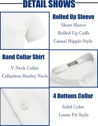 Coofandy Men's Henley Shirt Band Band Twhicle Shirt Summer Beach Hippie Shirt in Saudi Arabia