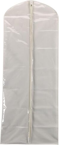Household Essentials 311395 Hanging Garment Bag Dress Natural Cotton Canvas with Clear Vinyl Cover, Gown Protector,Off-White (Pack of 4) in Saudi Arabia