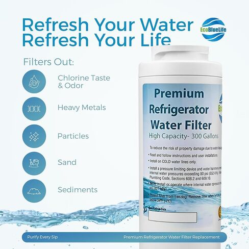 فلتر مياه بديل من EcoBlueLife، متوافق مع Maytag UKF8001، EDR4RXD1، 4396395، Pur Filter 4، Kenmore 46-9005 in Saudi Arabia
