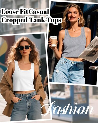 Huukeay 3 Pack Tops Cotton Crops Tops Scoop Drick Neck Strafl Fit Fit Tank Tops Croped Screat Sanks Summer Stirts Basic in Kuwait