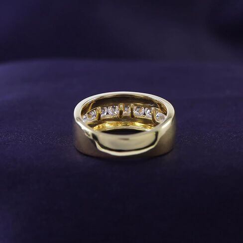 Savearth Diamonds 1/2 CTTW Round Lab الذي تم إنشاؤه Moissanite & Lab Grown Diamond Milgrain Wedding Band Ring للرجال والنساء في الفضة الإسترليني المطلية بالذهب 14K (VS-Si Clarity ، 0.50 CTTW و 1.00 CTTW) in Kuwait