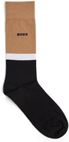 BOSS Men's 2 Pack Cotton Blend Block Color Socks, Faded Denim/Charcoal, 7-13 in Saudi Arabia