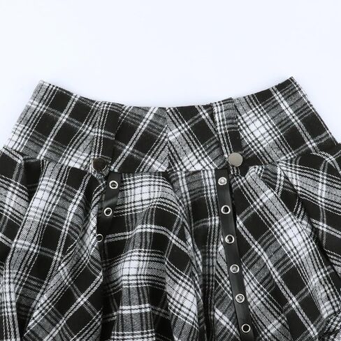 Pleated Skirts for Women Plaid Skirt Punk Goth Y2k Emo Skirt High Waisted A-line Flare Mini Skirts in Kuwait