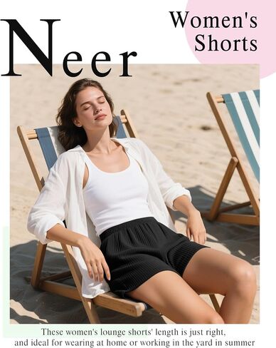 Neer 3 Pack Women's Casual Shorts Lounge Soft Summer Ribbed Elastic High Waisted Shorts Pocket Workout Athletic SweatShorts in Saudi Arabia