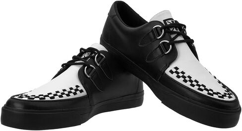 TUK Shoes Black/White Leather Creeper Sneaker Shoes for Women and Men, D Ring Lace Up Shoes | US Women 07 / Men 05 in Kuwait