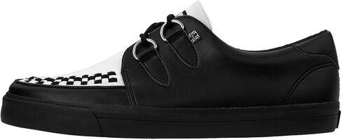 TUK Shoes Black/White Leather Creeper Sneaker Shoes for Women and Men, D Ring Lace Up Shoes | US Women 07 / Men 05 in Kuwait