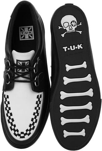 TUK Shoes Black/White Leather Creeper Sneaker Shoes for Women and Men, D Ring Lace Up Shoes | US Women 07 / Men 05 in Kuwait