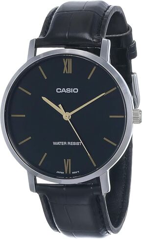 Casio MTP-VT01L-1B Men's Minimalistic Black Dial Black Leather Band Analog Watch in Saudi Arabia