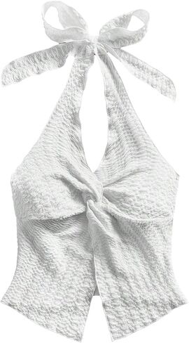 MakeMechic Women's Halter Tops Slit Twist Front Litbless Top Summer Tank Top in Kuwait