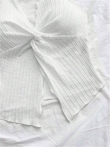 MakeMeChic Women's Halter Tops Slit Twist Front Backless Cute Summer Tank Top in Kuwait